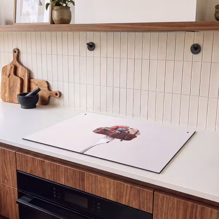 Inductie beschermer en spatscherm (2in1) - Vork - brownie - aardbei — 3