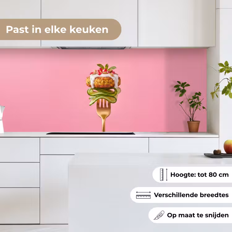Keuken achterwand - Eten - Vork - Roze — 4