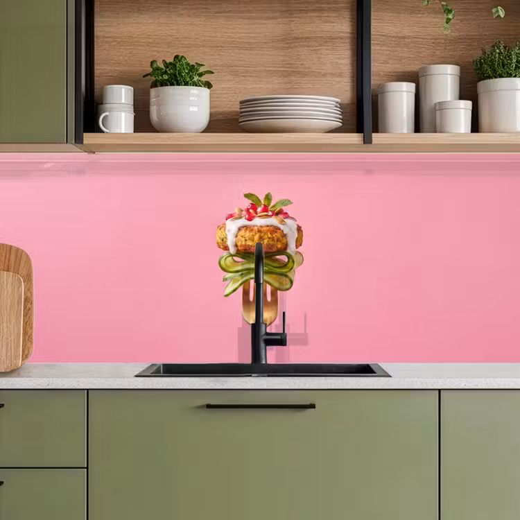Keuken achterwand - Eten - Vork - Roze — 5
