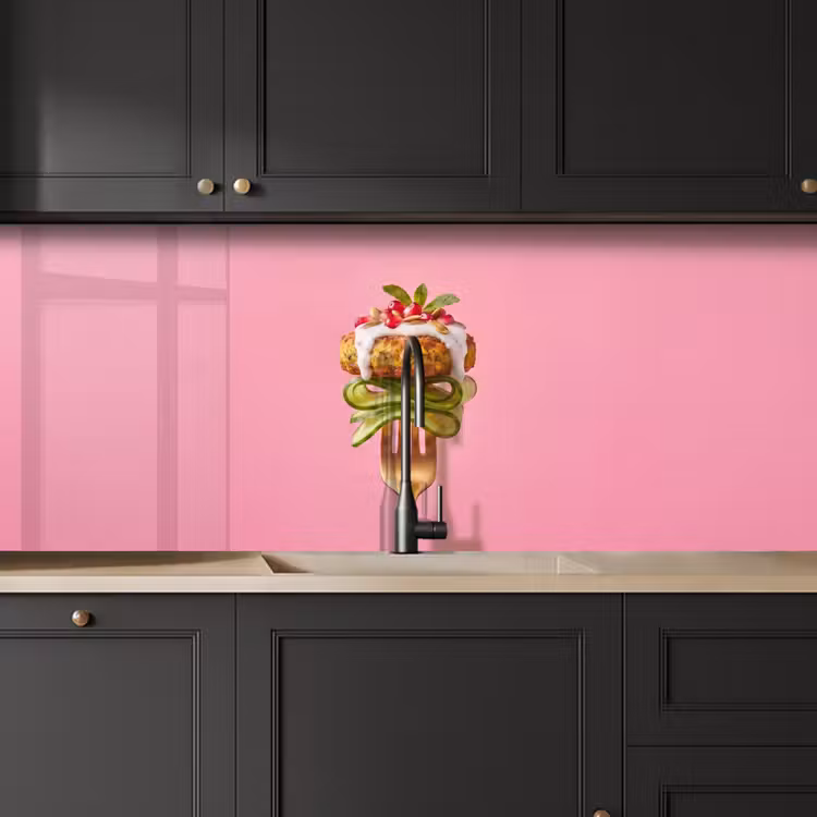 Keuken achterwand - Eten - Vork - Roze — 6