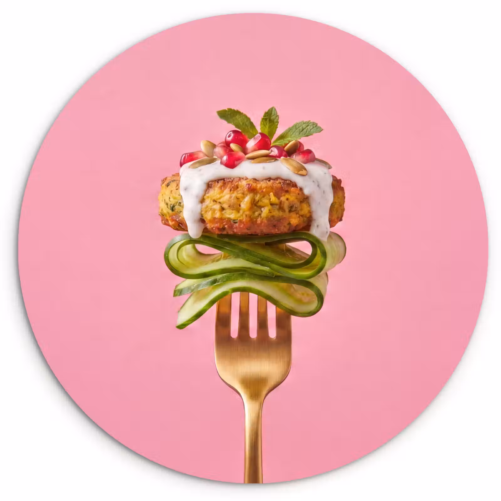 Muurcirkel - Eten - Vork - Roze — 1