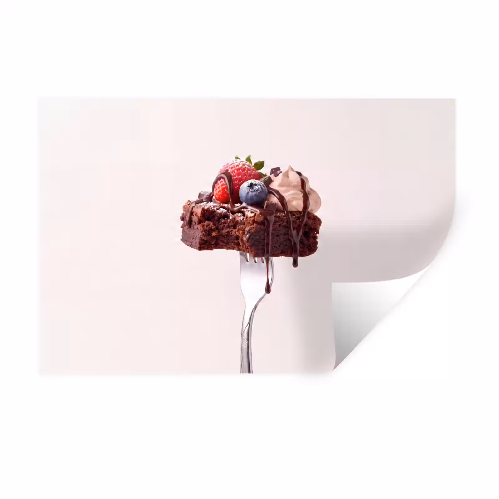Muursticker - Vork - brownie - aardbei — 1
