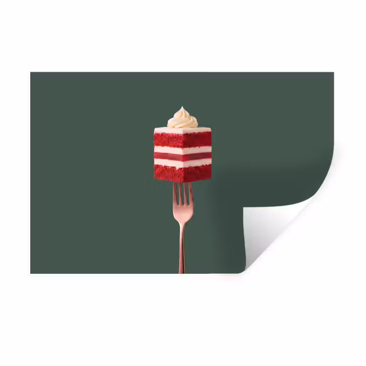 Muursticker - Cake - Vork - Rood — 1