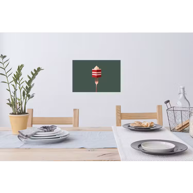 Muursticker - Cake - Vork - Rood — 3