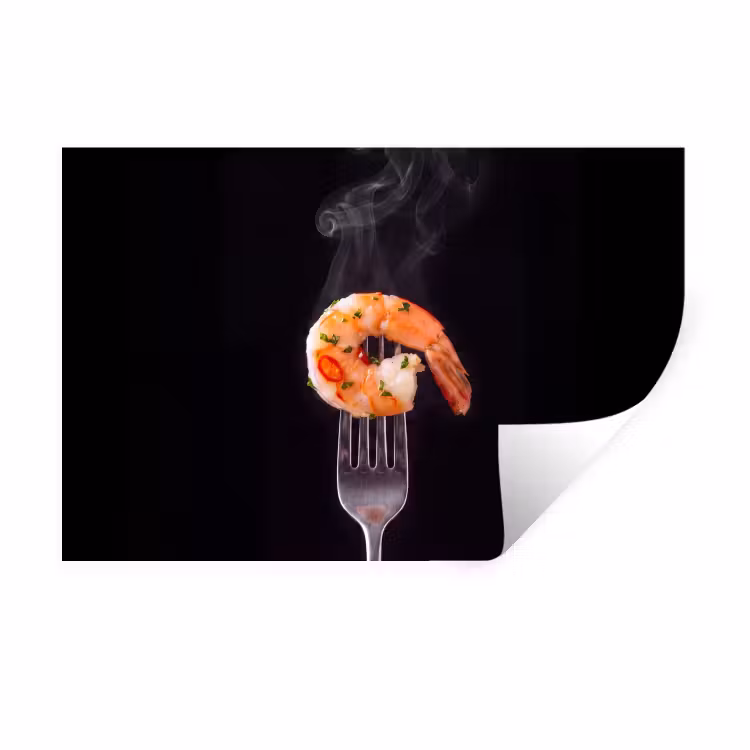 Muursticker - Eten - Garnaal - Vork — 1