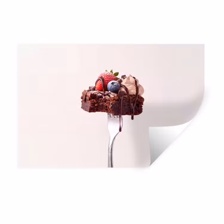 Muursticker - Vork - brownie - aardbei — 1