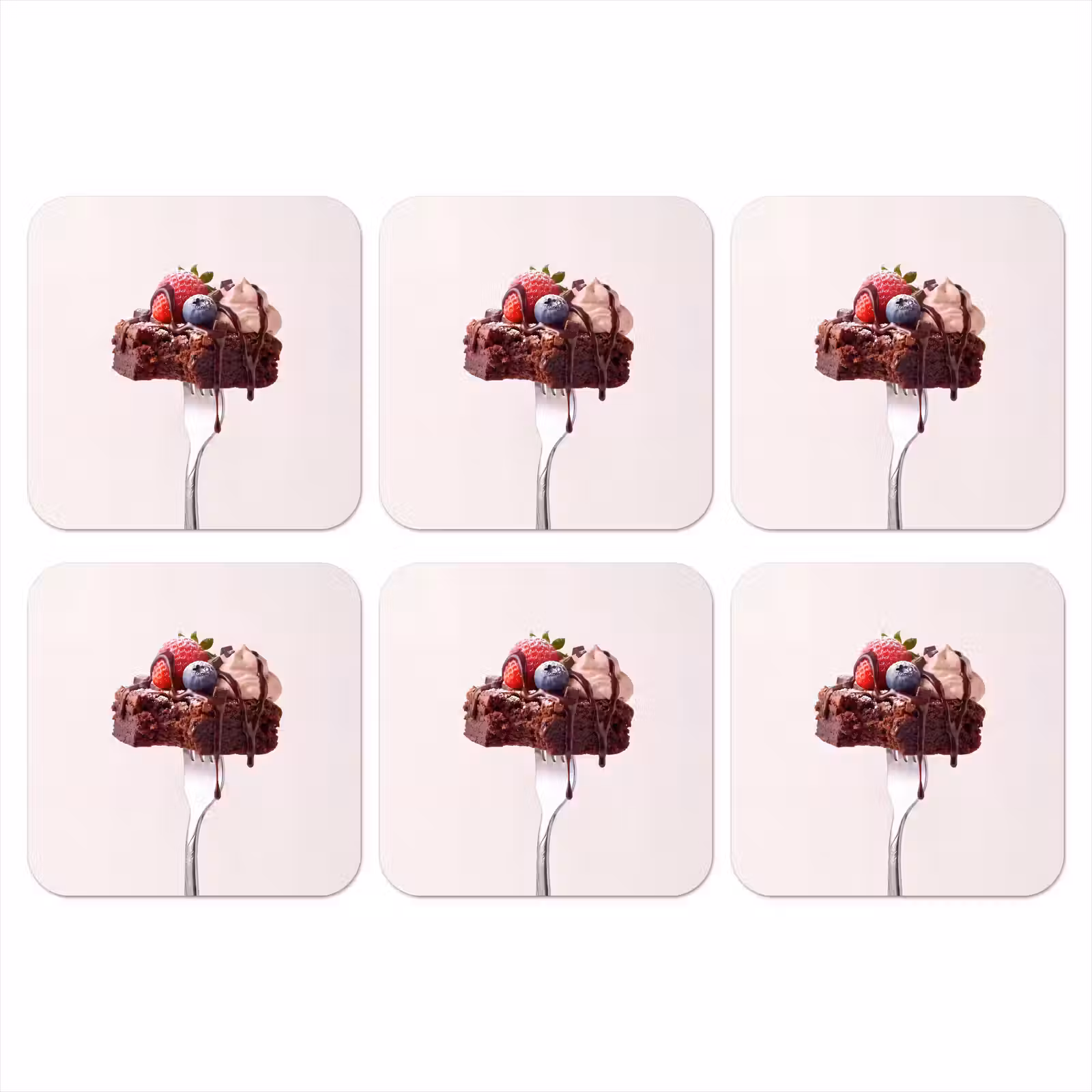Onderzetter - Vork - brownie - aardbei — 1