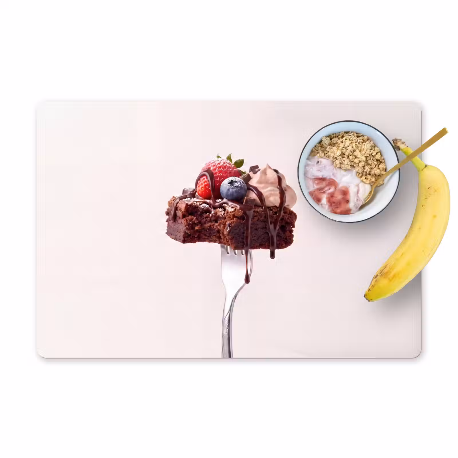 Placemat - 6 stuks - Vork - brownie - aardbei — 1