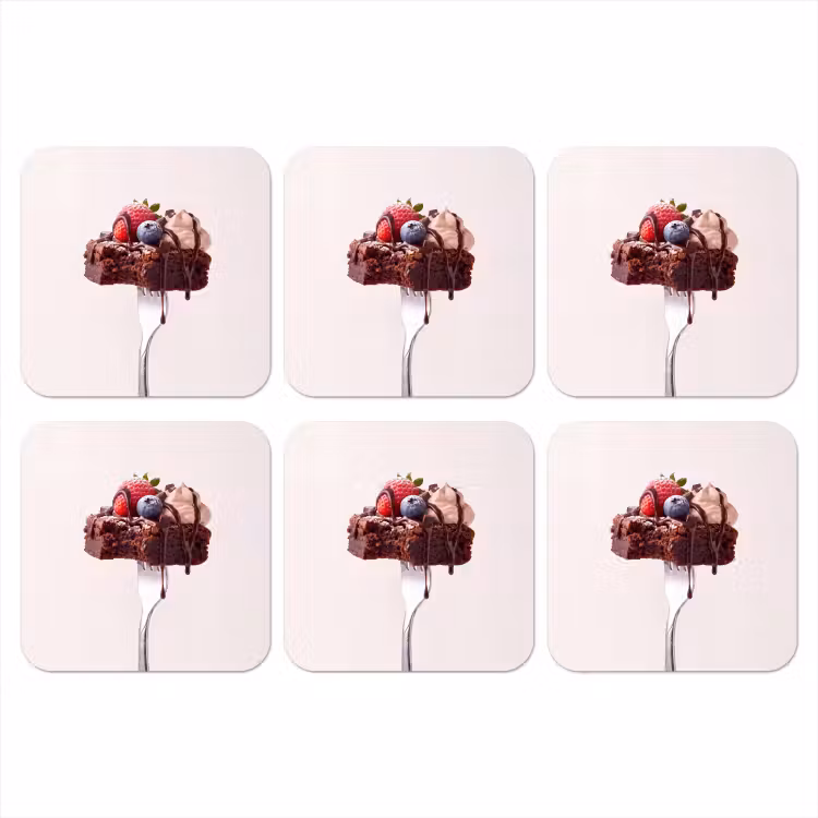 Onderzetter - Vork - brownie - aardbei — 1
