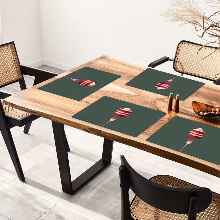 Placemat - 6 stuks - Cake - Vork - Rood — 5