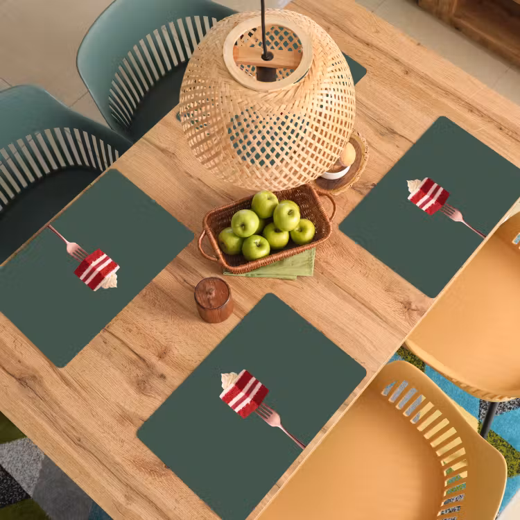 Placemat - 6 stuks - Cake - Vork - Rood — 6