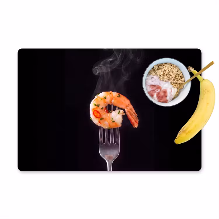 Placemat - 6 stuks - Eten - Garnaal - Vork — 1