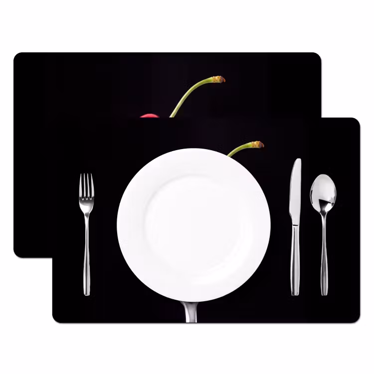 Placemat - 6 stuks - Rode kers - Vork — 2
