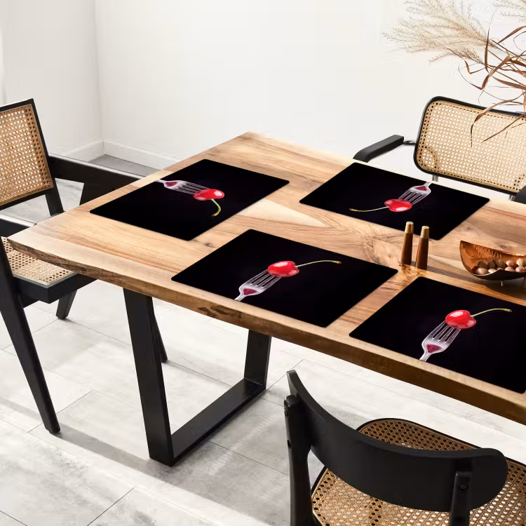 Placemat - 6 stuks - Rode kers - Vork — 5