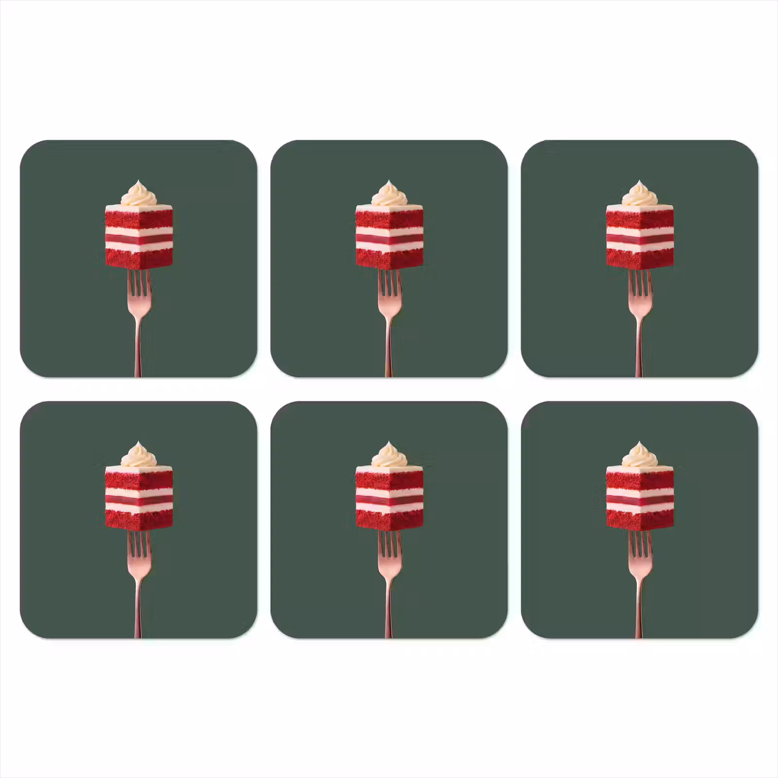 Onderzetter - Cake - Vork - Rood — 1
