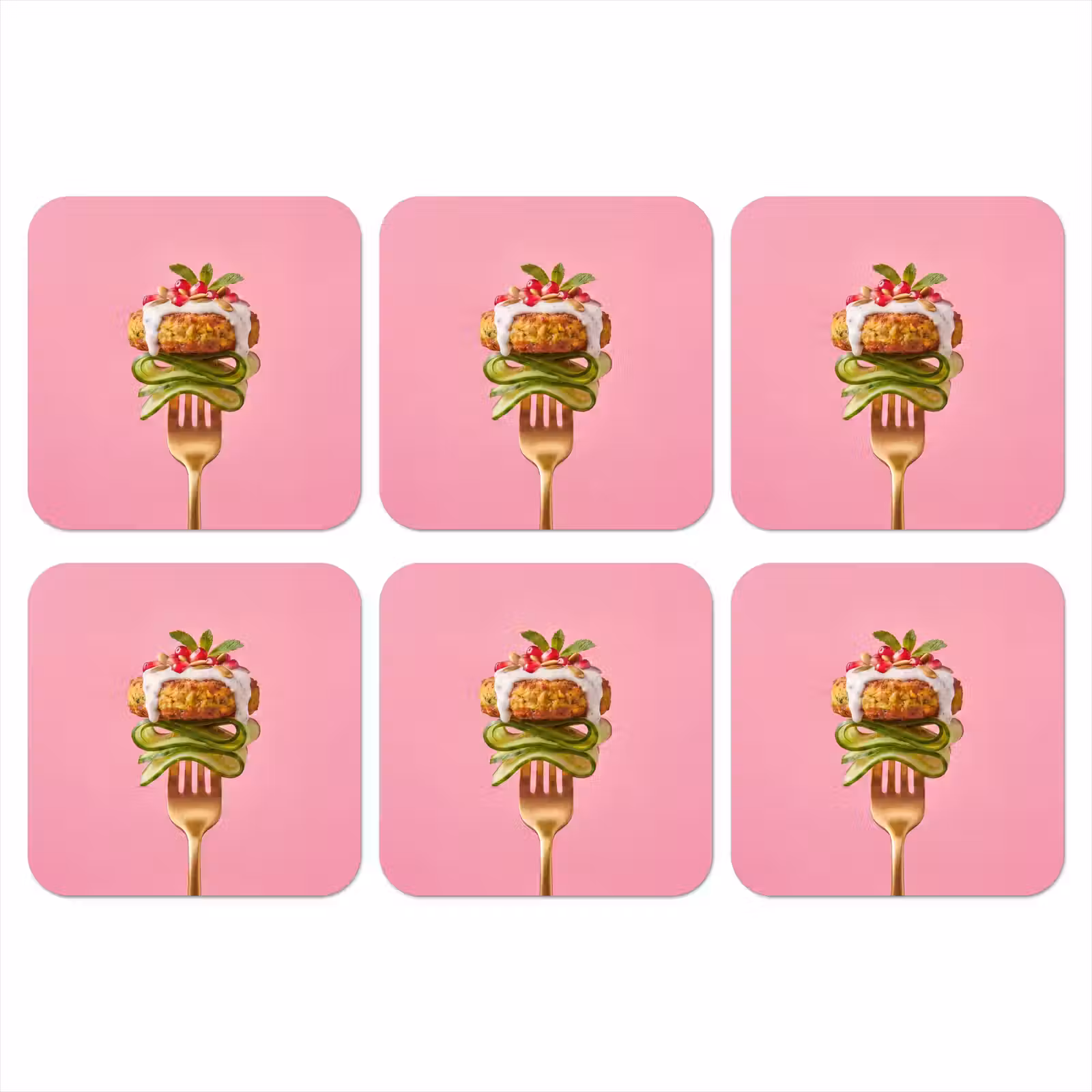 Onderzetter - Eten - Vork - Roze — 1