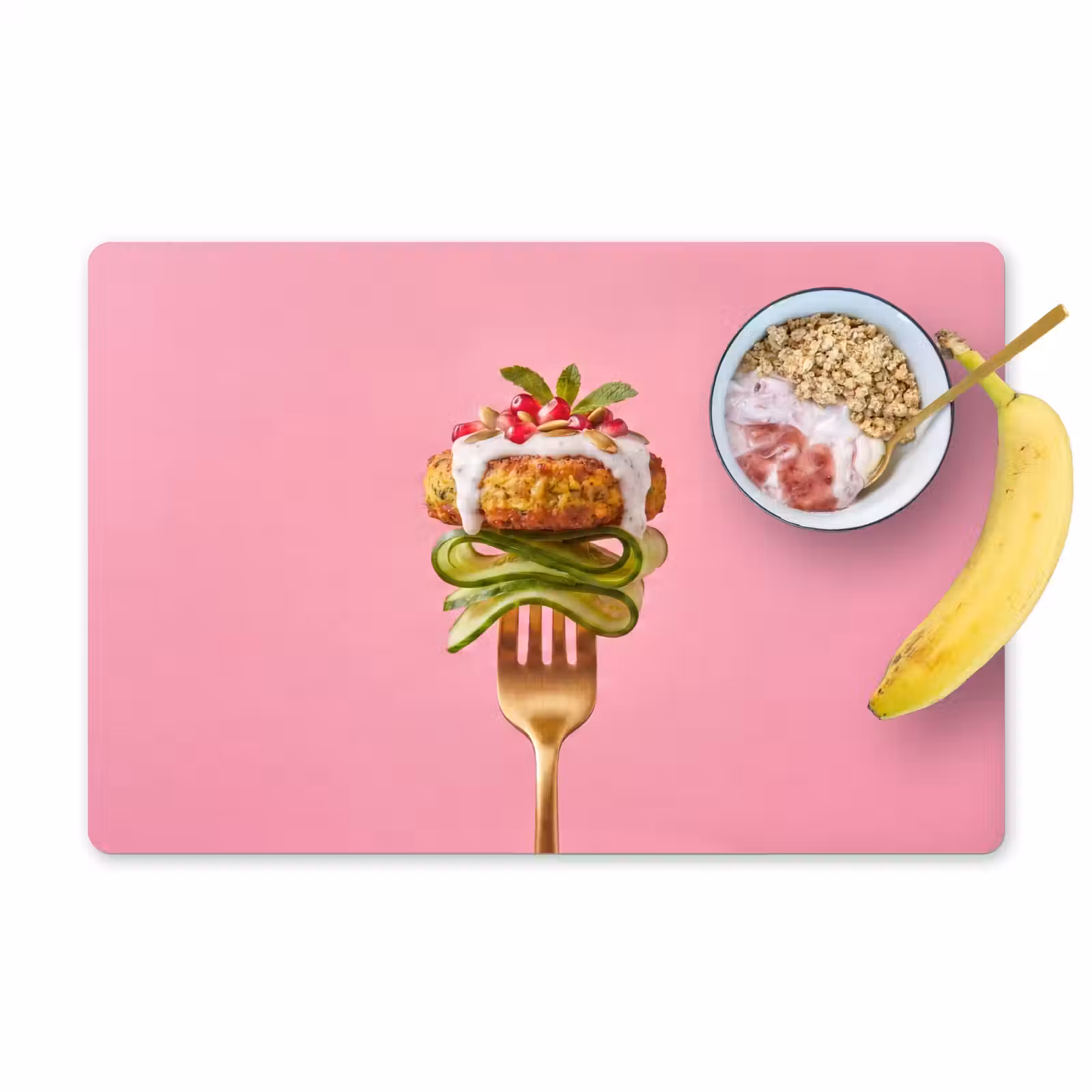Placemat - 6 stuks - Eten - Vork - Roze — 1