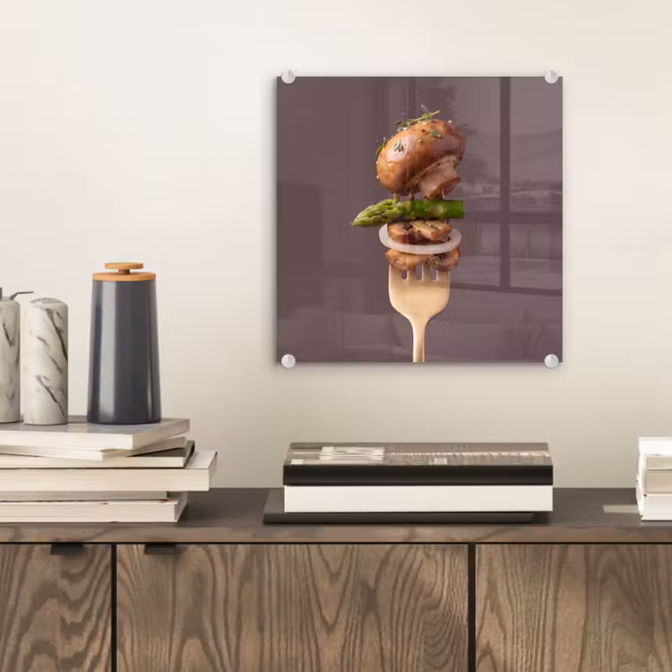 Glas schilderij - Eten - Gestapeld - Vork — 2