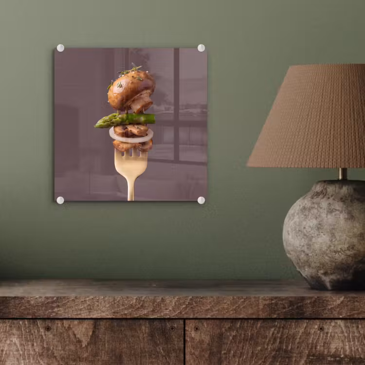 Glas schilderij - Eten - Gestapeld - Vork — 4