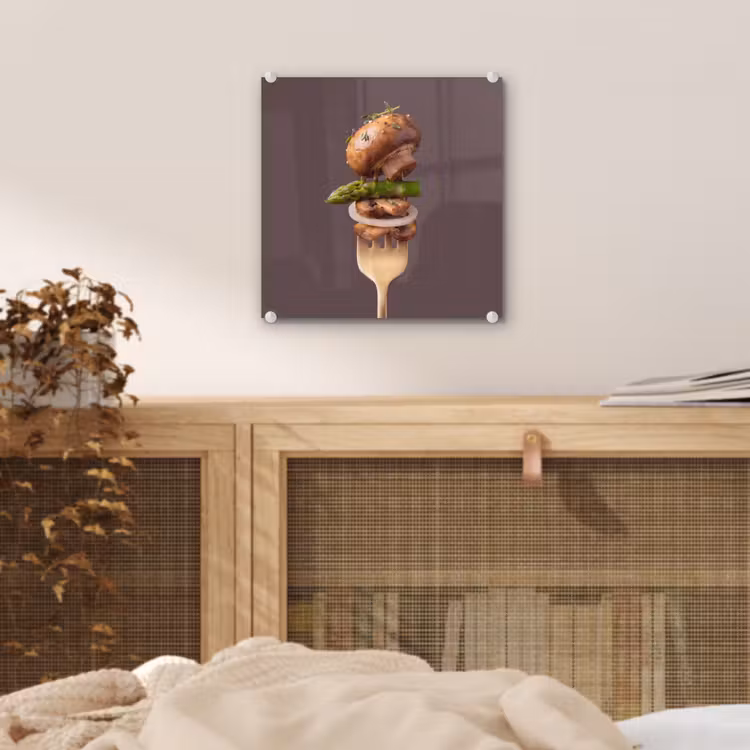 Glas schilderij - Eten - Gestapeld - Vork — 5