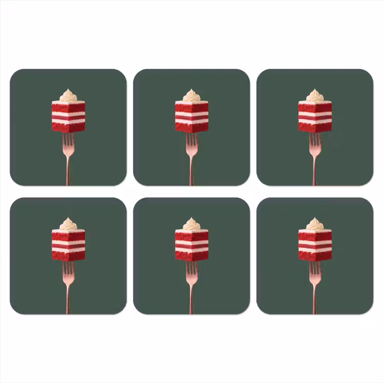 Onderzetter - Cake - Vork - Rood — 1