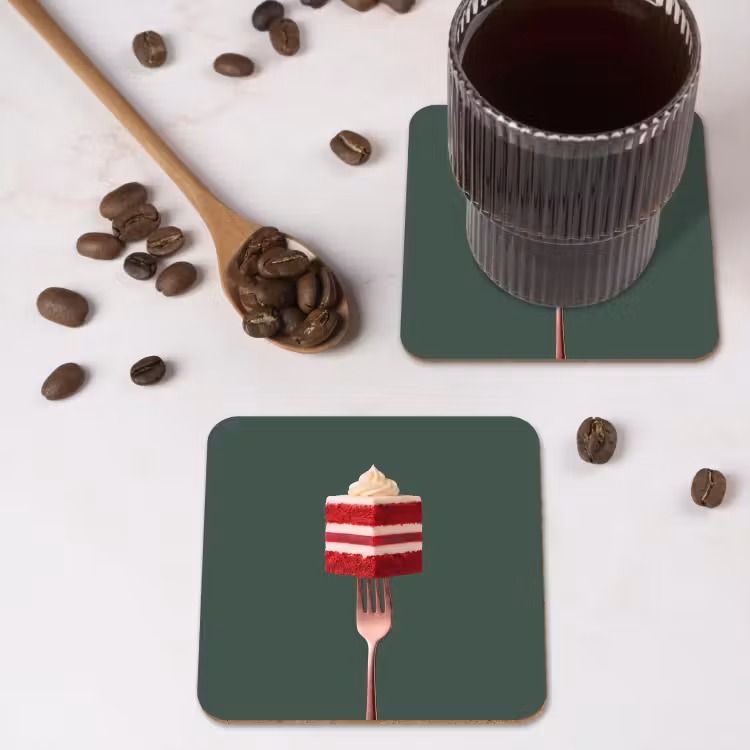 Onderzetter - Cake - Vork - Rood — 4