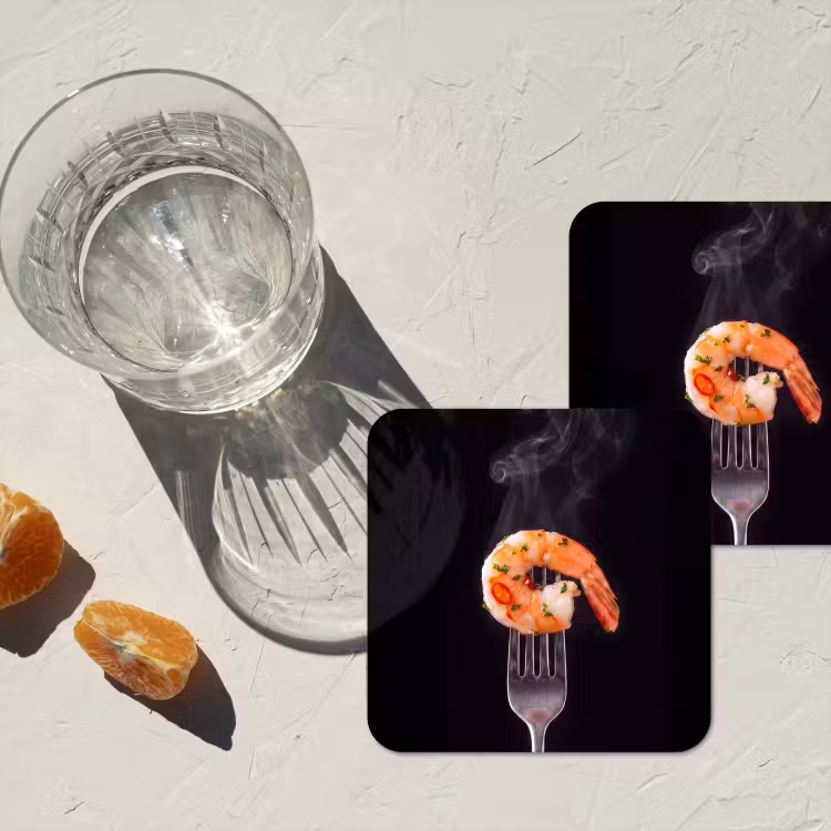 Onderzetter - Eten - Garnaal - Vork — 2