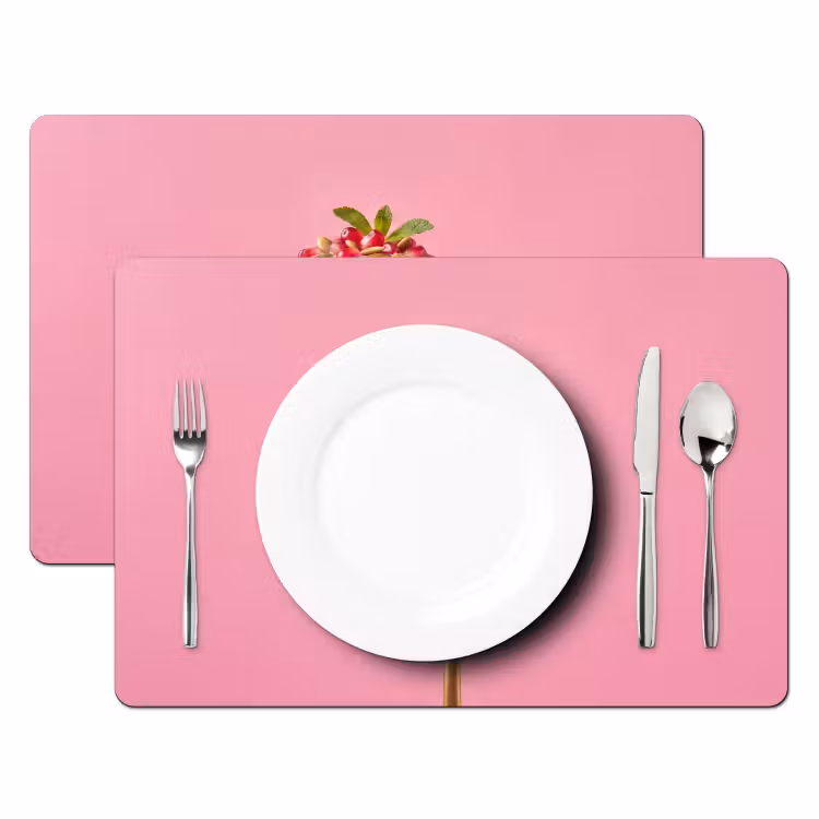 Placemat - 6 stuks - Eten - Vork - Roze — 2