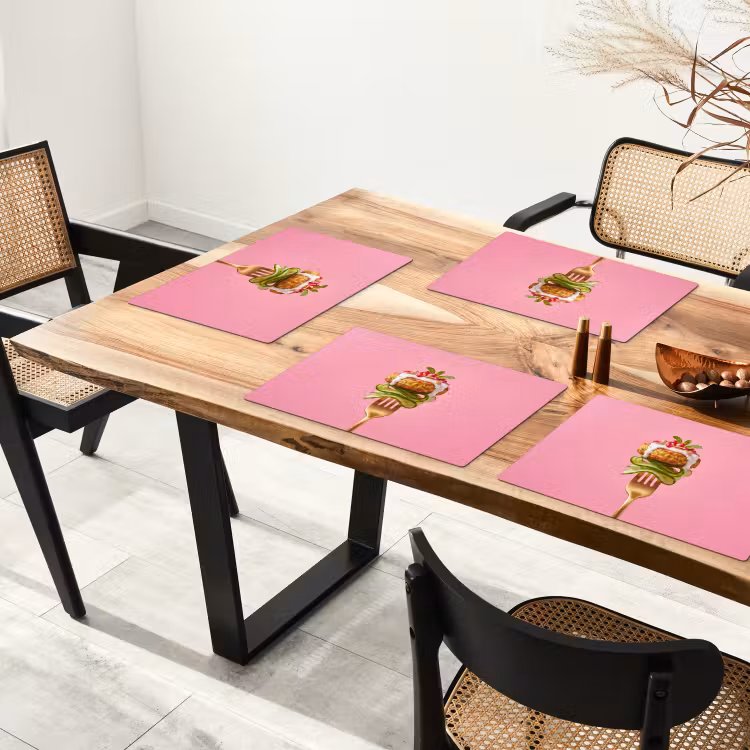 Placemat - 6 stuks - Eten - Vork - Roze — 5