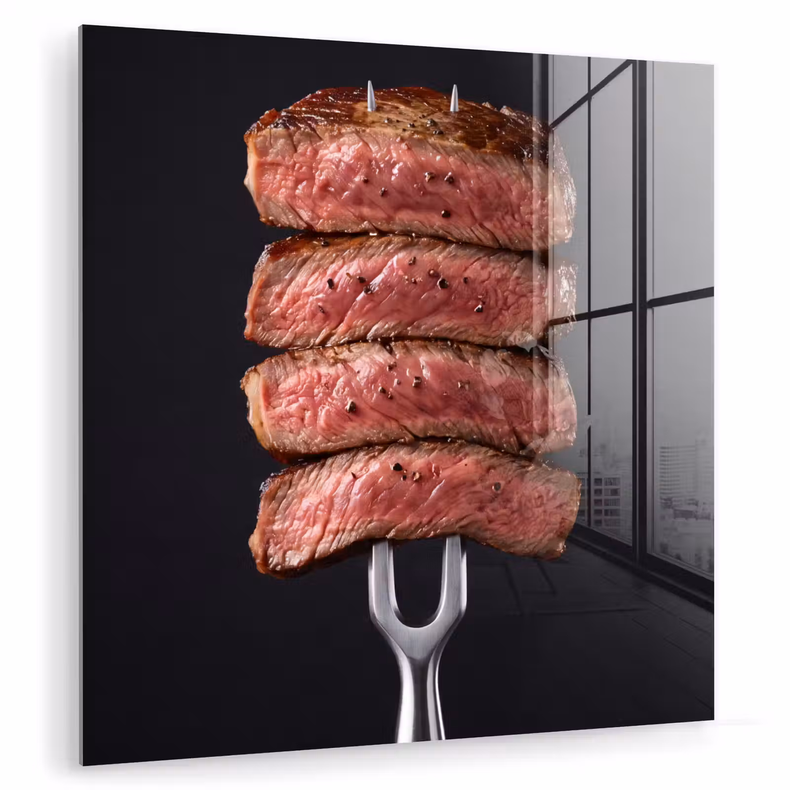 Glas schilderij - Eten - Rosé - Vork — 1