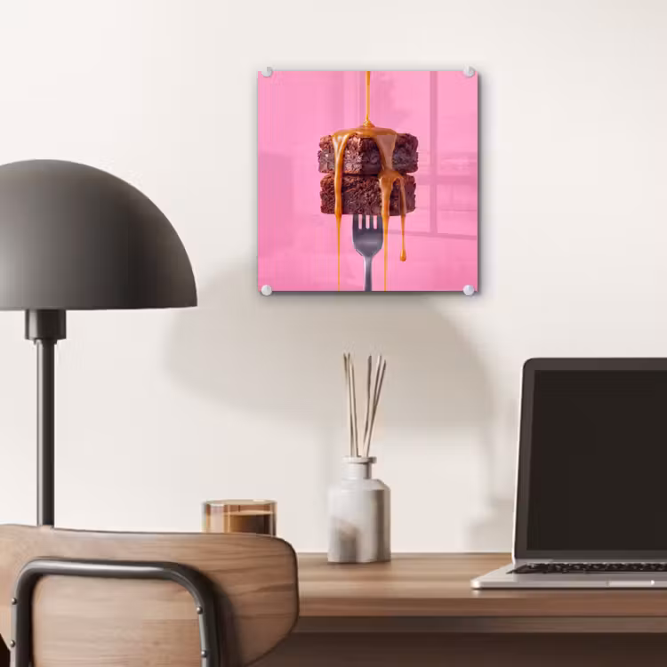 Glas schilderij - Brownie - Karamel - Eten — 7