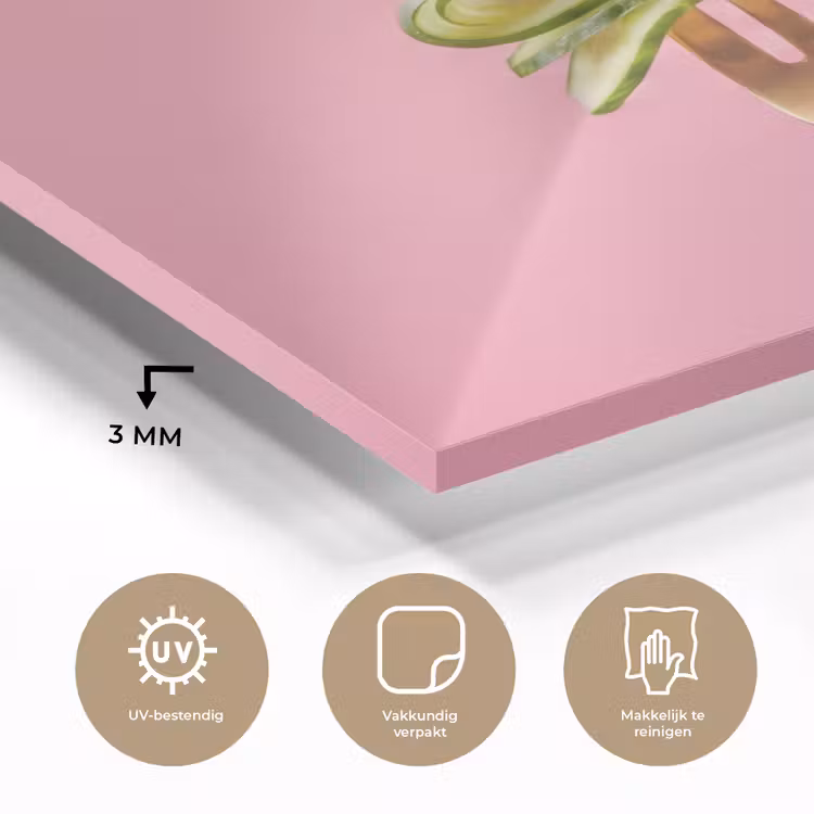 Glas schilderij - Eten - Vork - Roze — 3