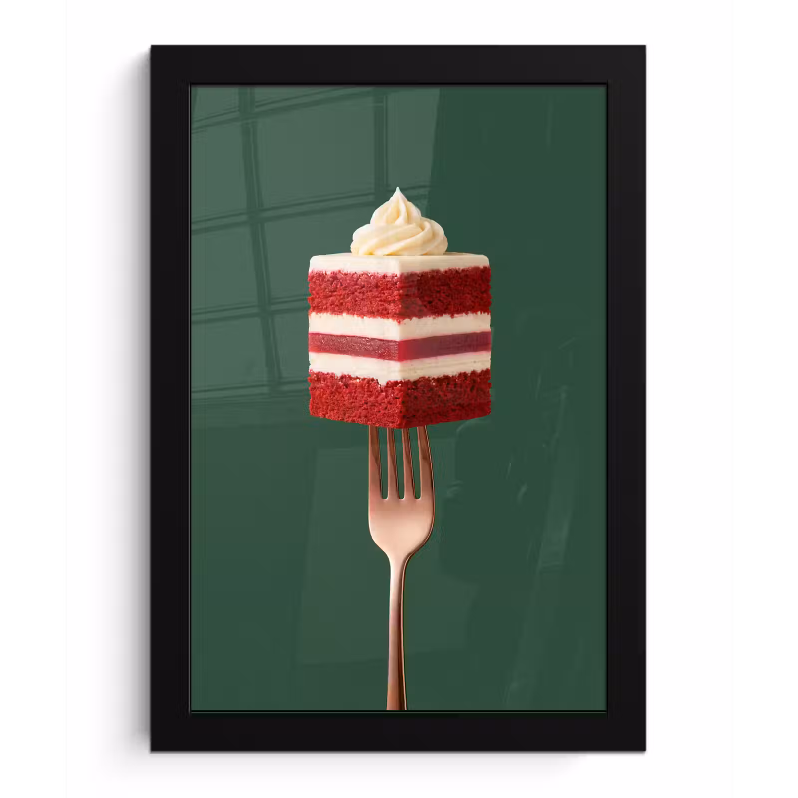 Poster met lijst - Cake - Vork - Rood — 1