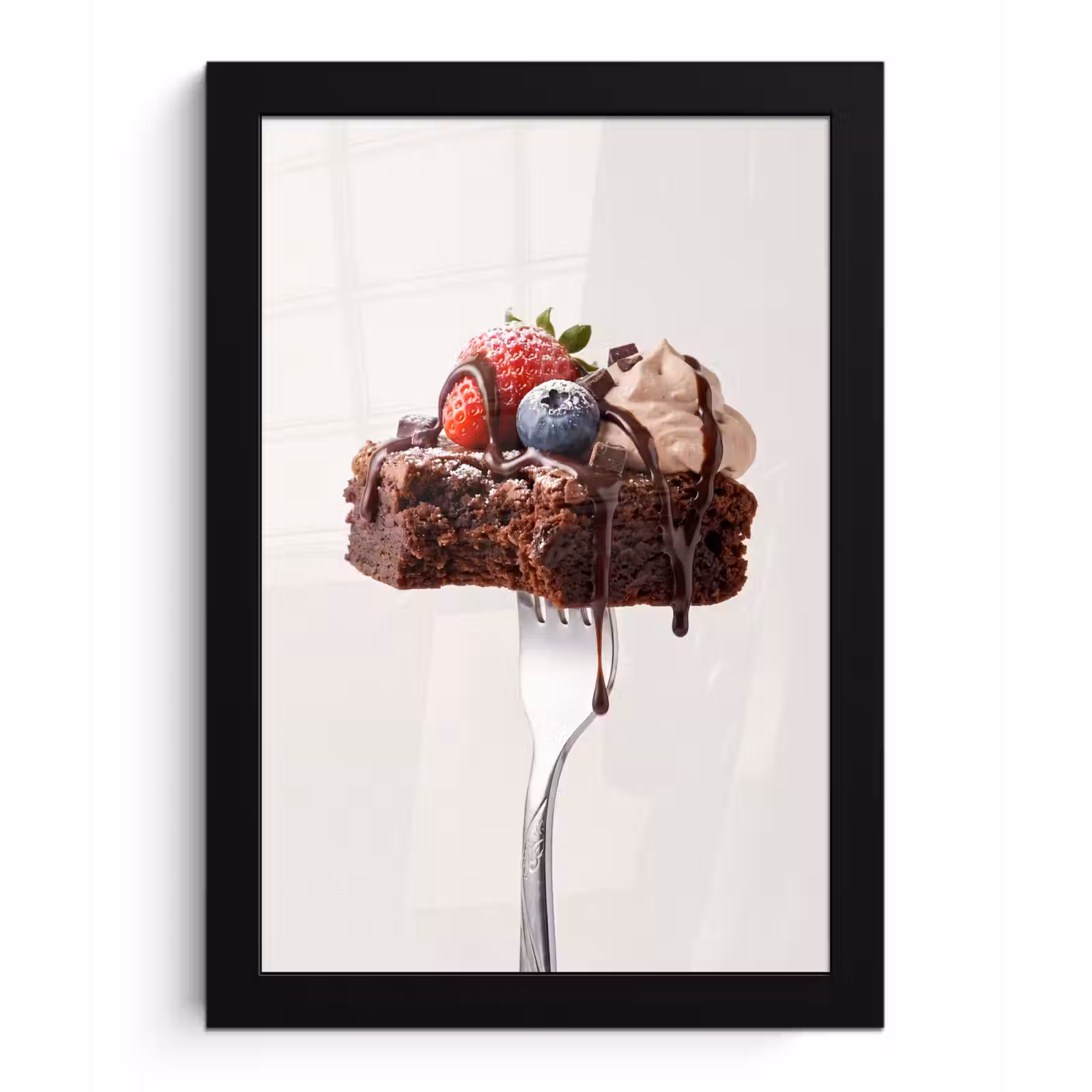 Poster met lijst - Vork - brownie - aardbei — 1