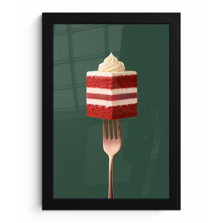 Poster met lijst - Cake - Vork - Rood — 1
