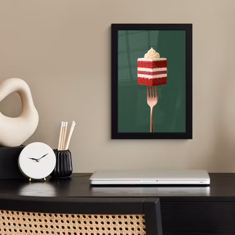 Poster met lijst - Cake - Vork - Rood — 2