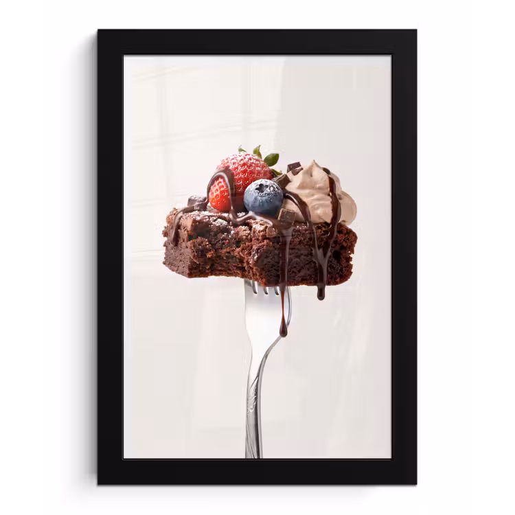 Poster met lijst - Vork - brownie - aardbei — 1