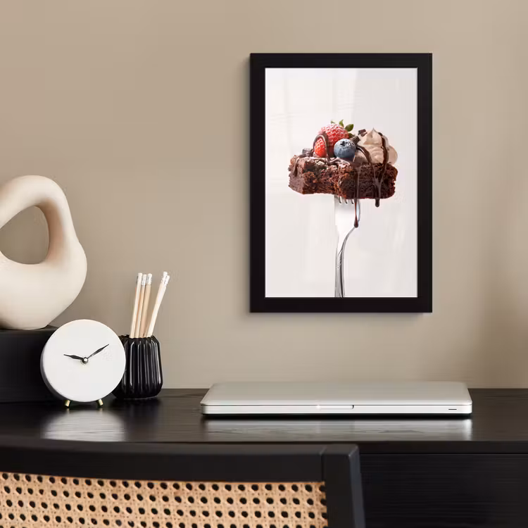 Poster met lijst - Vork - brownie - aardbei — 2