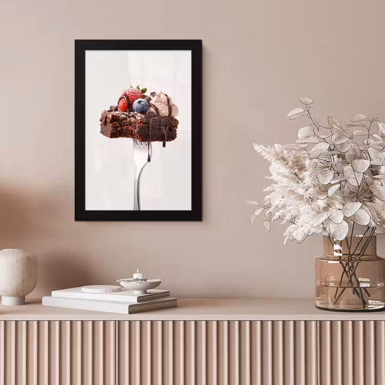 Poster met lijst - Vork - brownie - aardbei — 5