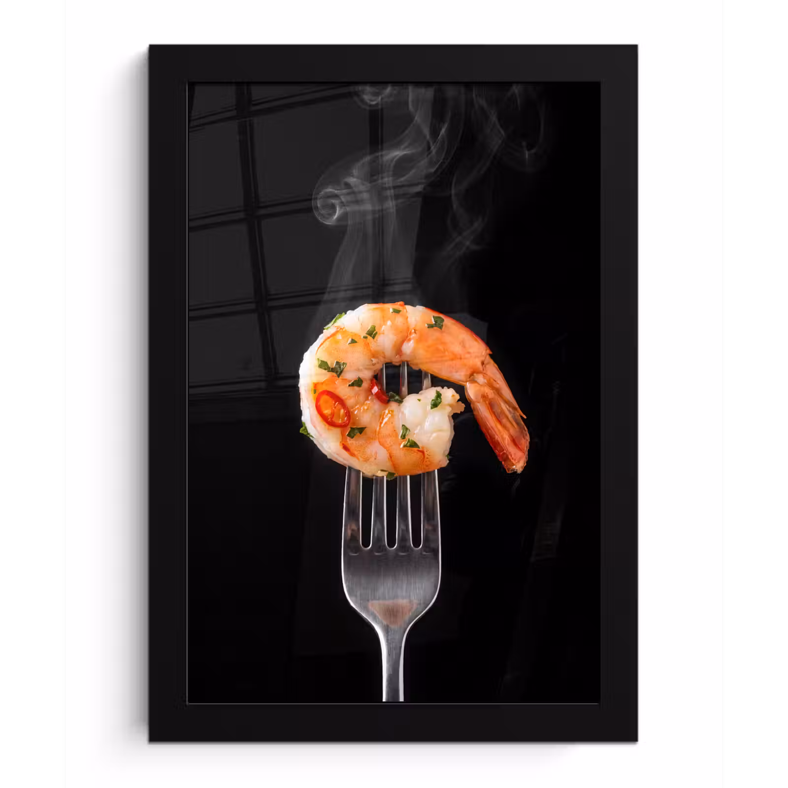 Poster met lijst - Eten - Garnaal - Vork — 1
