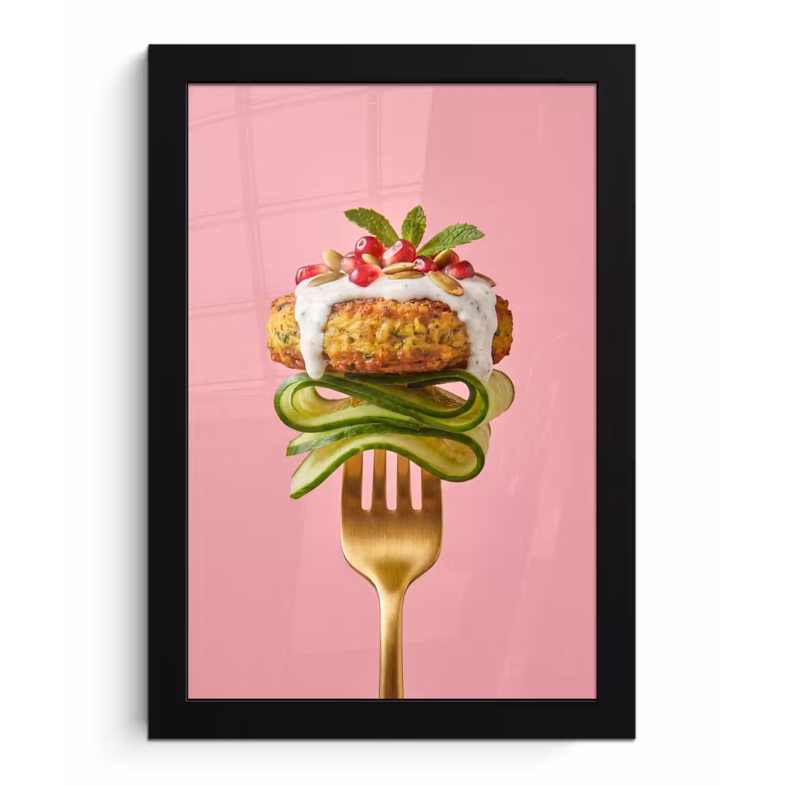 Poster met lijst - Eten - Vork - Roze — 1