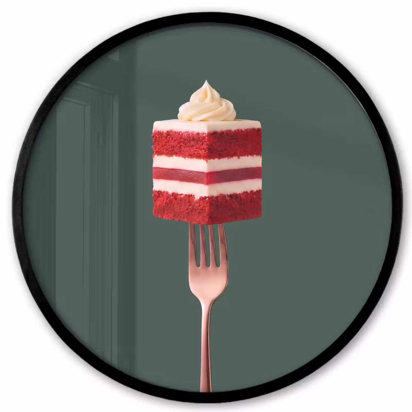 Ronde fotolijst - Cake - Vork - Rood — 1