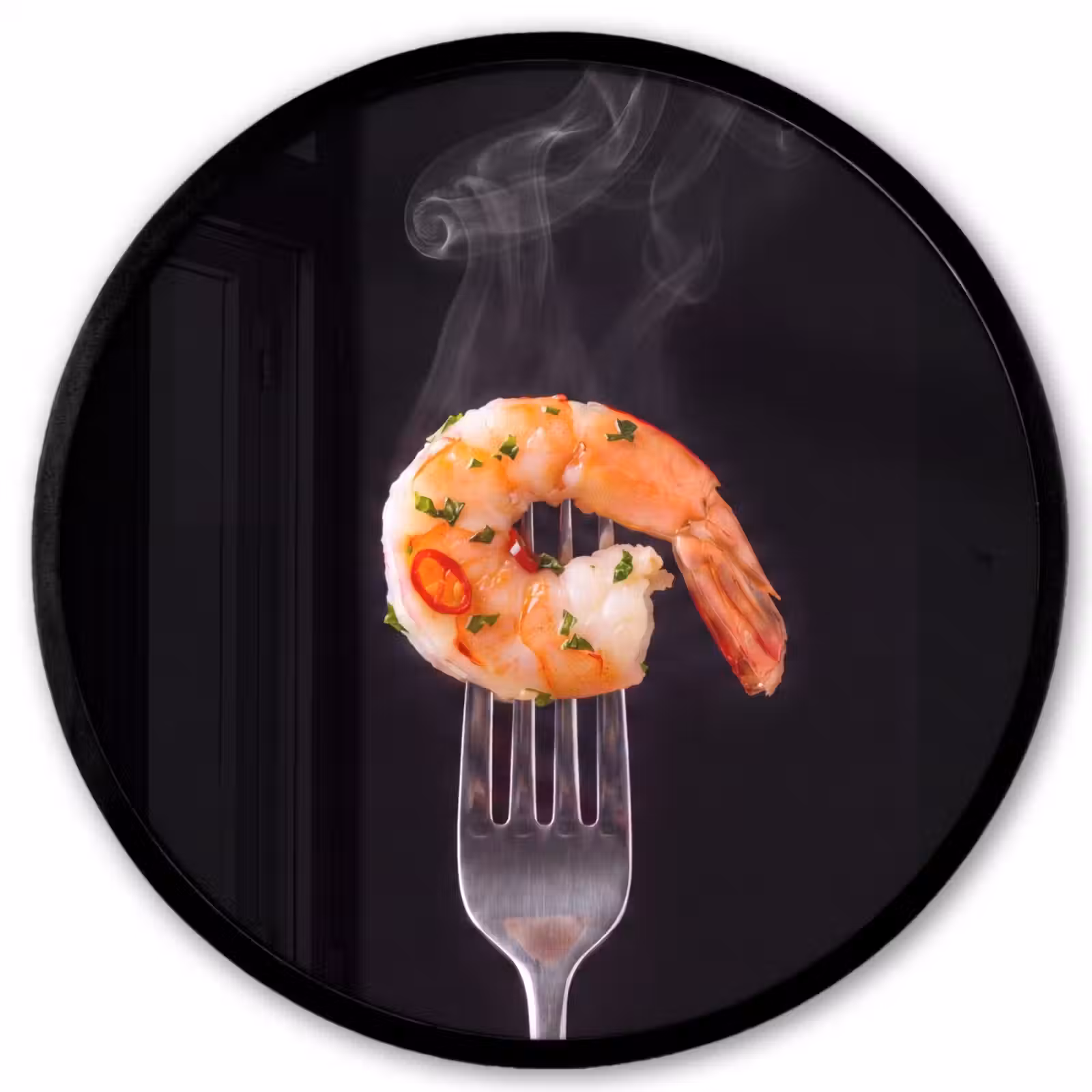Ronde fotolijst - Eten - Garnaal - Vork — 1