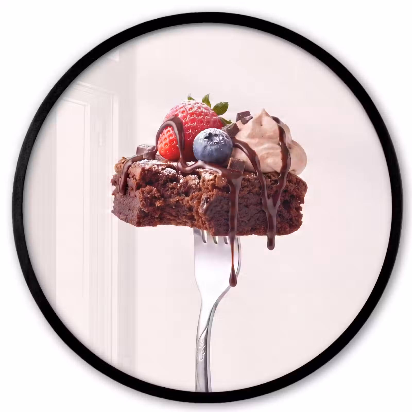 Ronde fotolijst - Vork - brownie - aardbei — 1