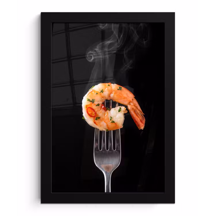 Poster met lijst - Eten - Garnaal - Vork — 1