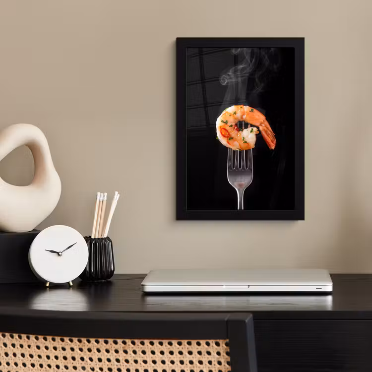 Poster met lijst - Eten - Garnaal - Vork — 2
