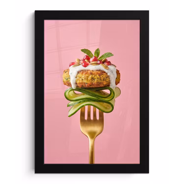 Poster met lijst - Eten - Vork - Roze — 1