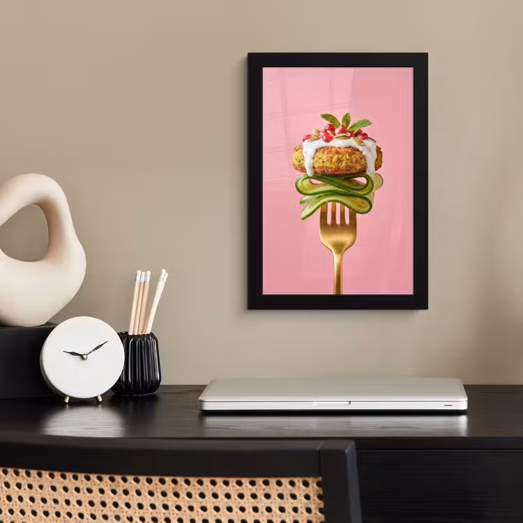 Poster met lijst - Eten - Vork - Roze — 2