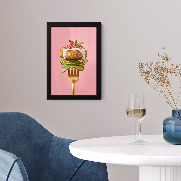 Poster met lijst - Eten - Vork - Roze — 4