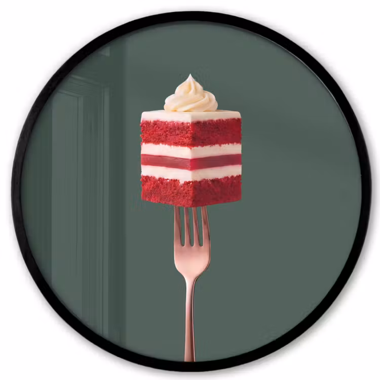 Ronde fotolijst - Cake - Vork - Rood — 1